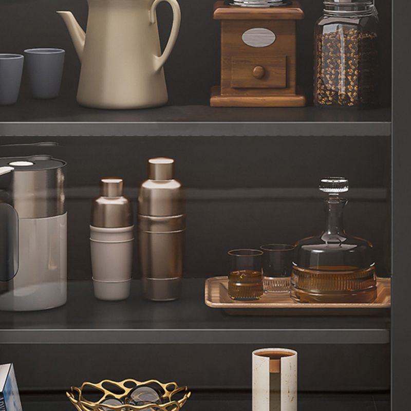 Engineered Wood Dining Server Antique Finish 2 Door Sideboard with Metal Legs