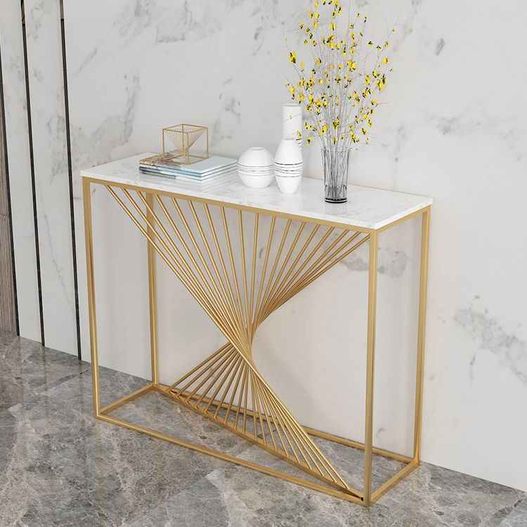 Contemporary Console Accent Table Antique Finish Console Sofa Table in Marble