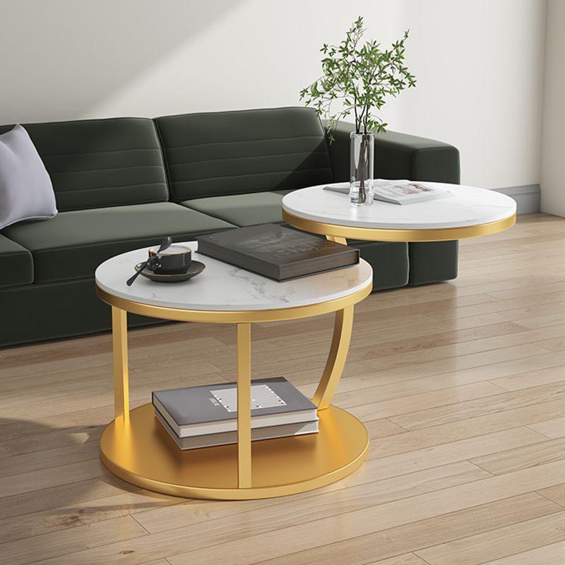 Glam Slate Coffee Table No Distressing Round Cocktail Table for Bedroom Clearhalo 'Coffee & Accent Tables' 'Coffee Tables' 'coffee_tables' 'furn' 'furn_coffee_tables' 'Furniture' 'Living Room Furniture' 1200x1200_75c01b78-31ab-4dd4-bed7-1178fb6e9fac