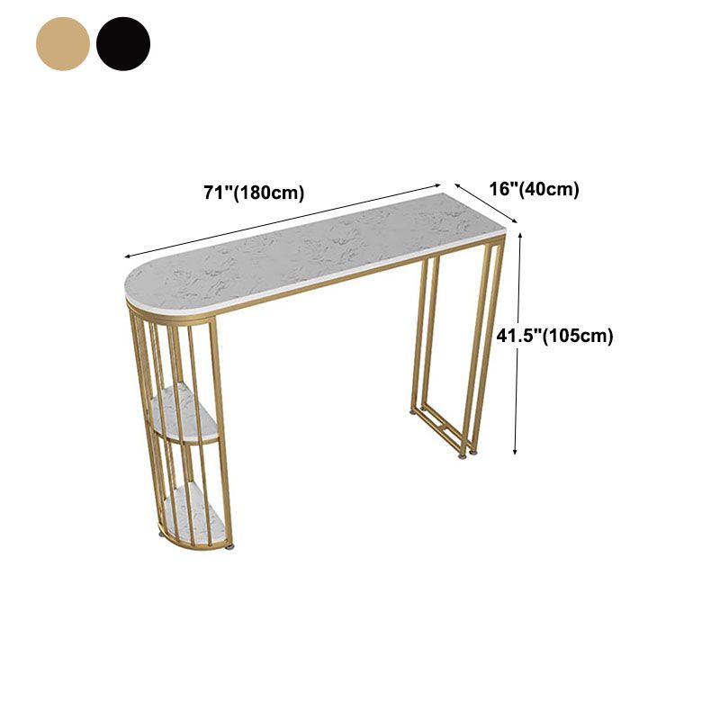 Glam Style 41.3"H Bar Table Marble White Top Specialty Bistro Table with Shelves Clearhalo 'Bar Furniture' 'Bar Tables' 'bar_tables' 'furn' 'furn_bar_tables' 'Furniture' 'furniture_bar_tables' 'Kitchen & Dining Furniture' 'kitchen&dining_furn' 'kitchen' 1200x1200_75c05aa5-180f-448c-aae7-32a20f18d494