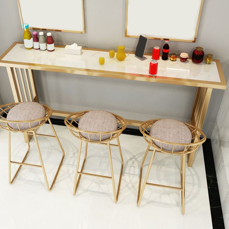 Modern Bar Height Table Faux Marble Top Bistro Table with Gold Base Clearhalo 'Bar Furniture' 'Bar Tables' 'bar_tables' 'furn' 'furn_bar_tables' 'Furniture' 'Kitchen & Dining Furniture' 1200x1200_75c1cc23-a219-4b85-8c92-e127d6a8f434