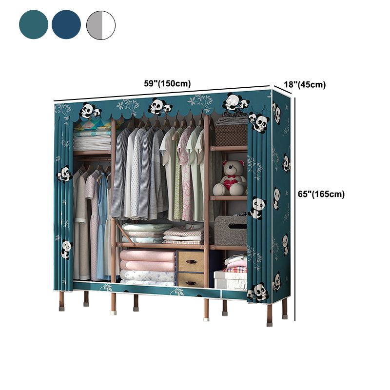 Bruin metalen frame garderobe armoire moderne vouwgarderobe kast