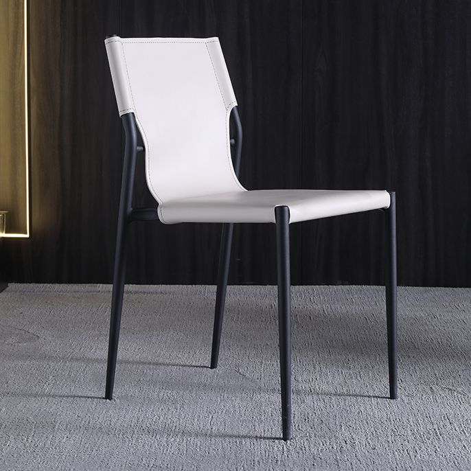 Designer Style Leather Balcony Side Chair Solid Back Dining Chair with Black Legs Clearhalo ' kitchen&dining_furn' 'Dining Chairs' 'Dining Tables & Seating' 'dining_chair' 'furn' 'furn_dining_chair' 'Furniture' 'furniture_dining_chair' 'Kitchen & Dining Furniture' 'kitchen' 1200x1200_75c27c38-524d-4c73-be73-d65af5123727