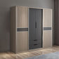 Sliding Contemporary Wardrobe Armoire Wooden Storage Cabinet with Shelves