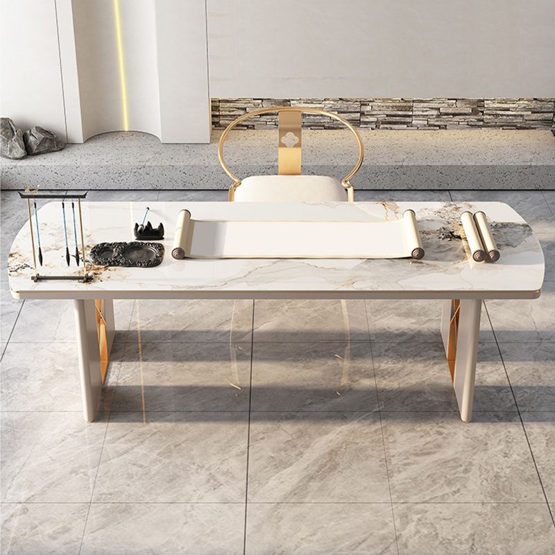 Bureau en pierre incurvé Glam Style Metal Writing Bureau pour le bureau
