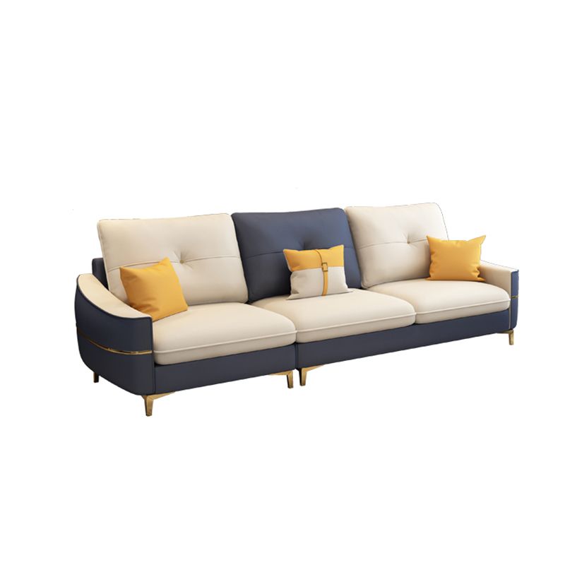 Square Arm Faux Leather Furniture Sectionals in Blue and White Clearhalo 'furn' 'furn_sectionals' 'Furniture' 'Living Room Furniture' 'Sectionals' 1200x1200_75c76ad1-322b-4047-a516-d1b63822dc47