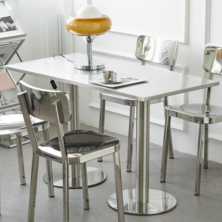 Industrial Style Dining Site Table Stainless Steel Dining Room Collection Clearhalo ' dining_table' 'Dining Tables & Seating' 'Dining Tables' 'furn' 'furn_dining_table' 'Furniture' 'furniture_dining_table' 'Kitchen & Dining Furniture' 'kitchen&dining_furn' 'kitchen' 'kitchen_dining_table' 1200x1200_75c84edc-21a6-42c6-aad5-b93a8dbf8189