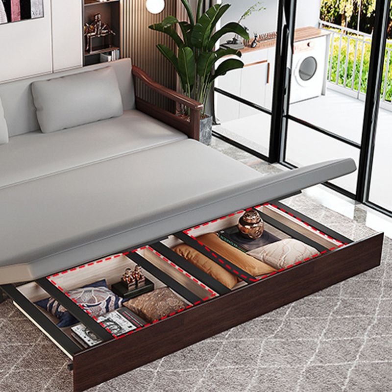 Faux leather Sofa Bed 31.49" Wide Solid Wood Contemporary Sleeper Sofa Clearhalo 'furn' 'furn_futons' 'Furniture' 'Futons & Daybeds' 'Futons' 'Living Room Furniture' 1200x1200_75c86d6f-766c-4823-bc1b-7e640122bb86