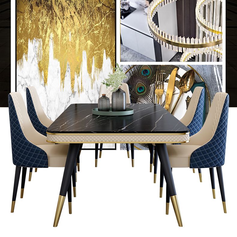 Moderno rettangolo 1/4/5/6/7 pezzi tavolo da pranzo set di gambe nere set di dinette interno