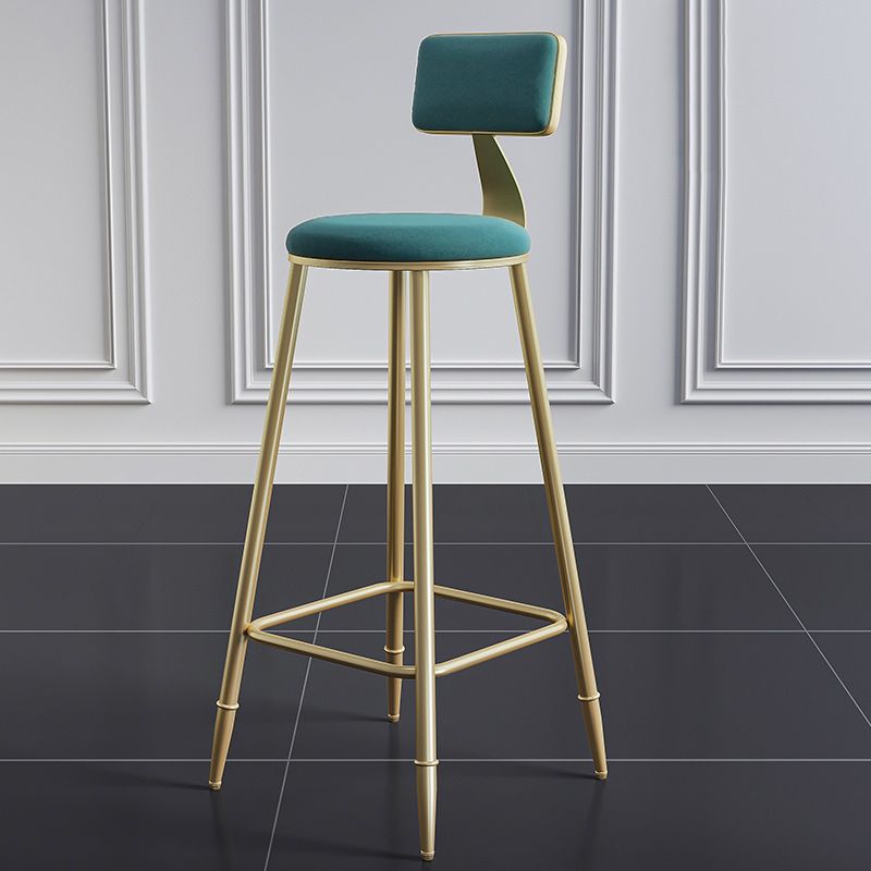 Nordic Armless Backrest Counter Stool Iron Dining Room Bar Stool with Cushion and Pedal Clearhalo 'Bar Furniture' 'Bar Stools' 'bar_stools' 'furn' 'furn_bar_stools' 'Furniture' 'furniture_bar_stools' 'Kitchen & Dining Furniture' 1200x1200_75c922d3-316a-4e47-934d-190ea5e88fdb