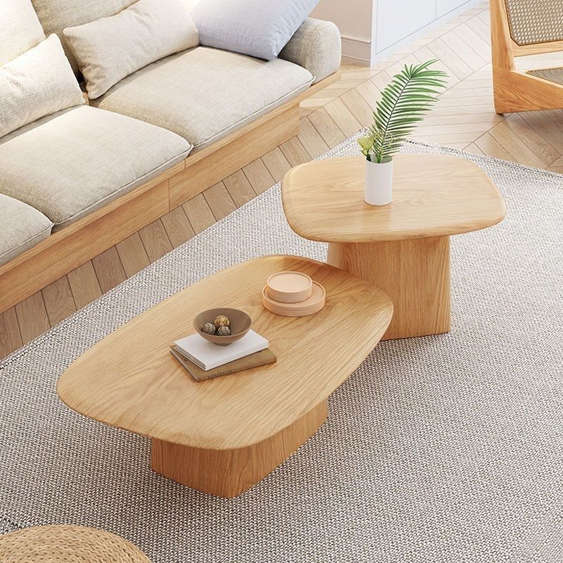 Modern Pedestal Cocktail Table Natural Color Coffee Table Set Clearhalo 'Coffee & Accent Tables' 'Coffee Tables' 'coffee_tables' 'furn' 'furn_coffee_tables' 'Furniture' 'Living Room Furniture' 1200x1200_75ca37e3-5124-47f2-bb54-2832f978f551