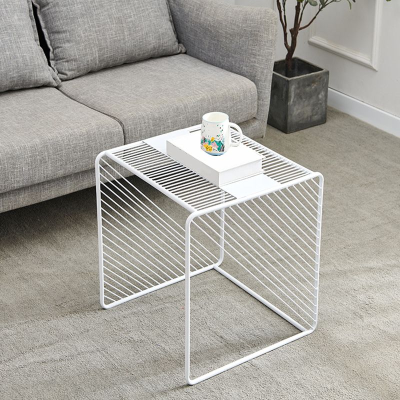 Mid-Century Modern 1/2-Piece Coffee Table in Square Iron Cocktail Table