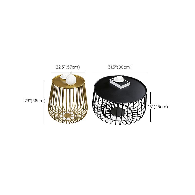 Mid-century Modern Round Iron Coffee Table, Frame Base Coffee Table Clearhalo 'Coffee & Accent Tables' 'Coffee Tables' 'coffee_tables' 'furn' 'furn_coffee_tables' 'Furniture' 'Living Room Furniture' 1200x1200_75ca7b8d-3b60-40d1-997e-edba86f060e1