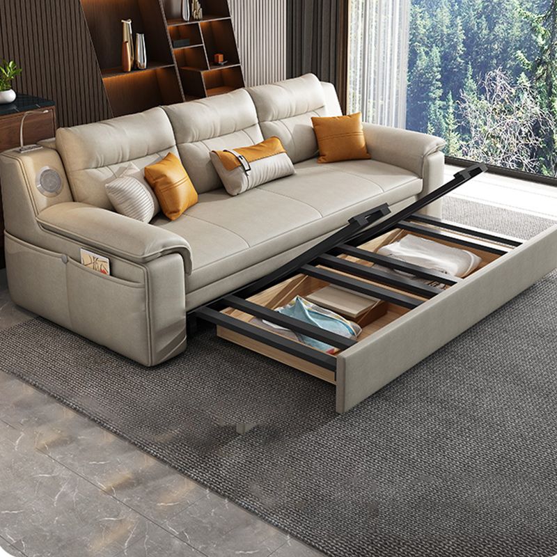 32"W Scandinavian Futon Sofa Bed Leather White Futon Sleeper Sofa Clearhalo 'furn' 'furn_futons' 'Furniture' 'Futons & Daybeds' 'Futons' 'Living Room Furniture' 1200x1200_75cac4dd-b117-4d9b-8db5-b1c026102c56