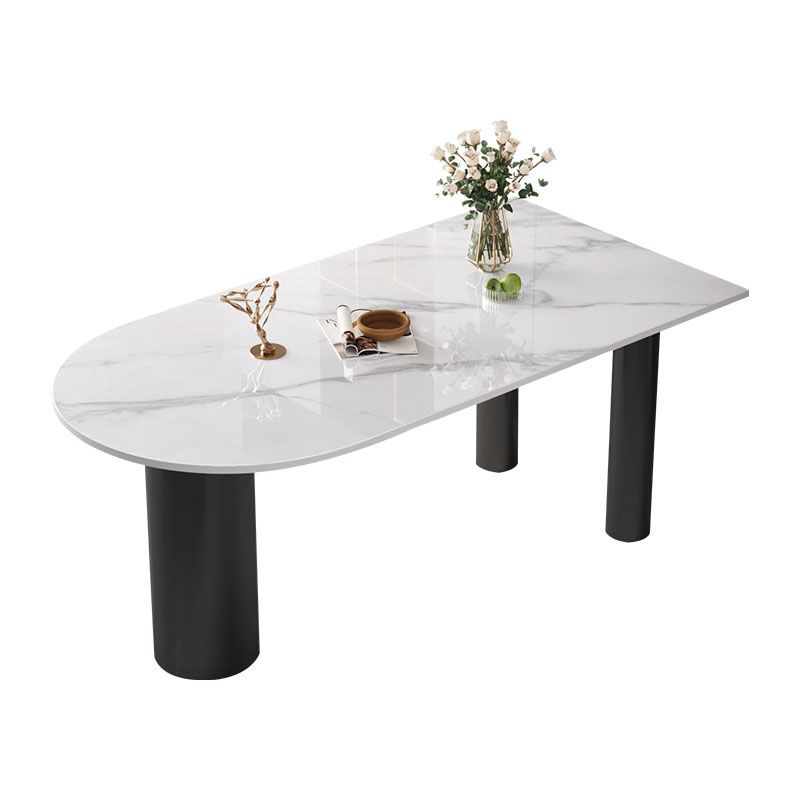 Modern White and Black Dinner Table Stone Top Tripod Base Dining Table Clearhalo 'Dining Tables & Seating' 'Dining Tables' 'dining_table' 'furn' 'furn_dining_table' 'Furniture' 'Kitchen & Dining Furniture' 1200x1200_75cbf796-1b40-4f43-b937-bd4fe8817f1b