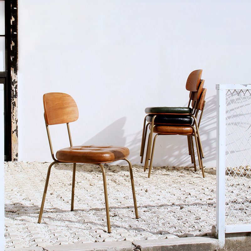 Industrial Style Leather Dining Side Chair Dining Room Open Back Side Chair Set Clearhalo ' kitchen&dining_furn' 'Dining Chairs' 'Dining Tables & Seating' 'dining_chair' 'furn' 'furn_dining_chair' 'Furniture' 'furniture_dining_chair' 'Kitchen & Dining Furniture' 'kitchen' 1200x1200_75cc7db9-86a2-4832-8cae-23ab3dda3dac