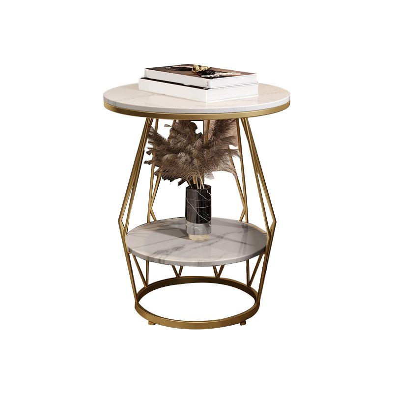 Contemporary Faux Marble Accent Table Nightstand 23.6" Tall Bed Nightstand with 2 Shelves Clearhalo 'Bedroom Furniture' 'furn' 'furn_night_stand' 'Furniture' 'night_stand' 'Nightstands' 1200x1200_75cce293-42da-4e3c-ac9a-c5dc71488d17
