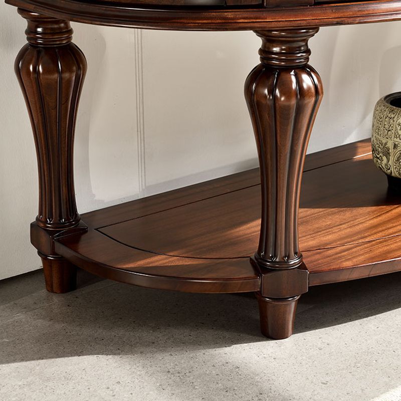 Half Moon Shape Contemporary Console Table Brown Wood Console Sofa Table