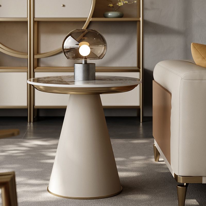 Glam Side Table with Round Stone Top Accent Side Table with Metal Base Clearhalo 'Coffee & Accent Tables' 'End & Side Tables' 'end_side_tables' 'furn' 'furn_end_side_tables' 'Furniture' 'Living Room Furniture' 1200x1200_75cfb406-6666-4bfa-bebd-1433f0d60648