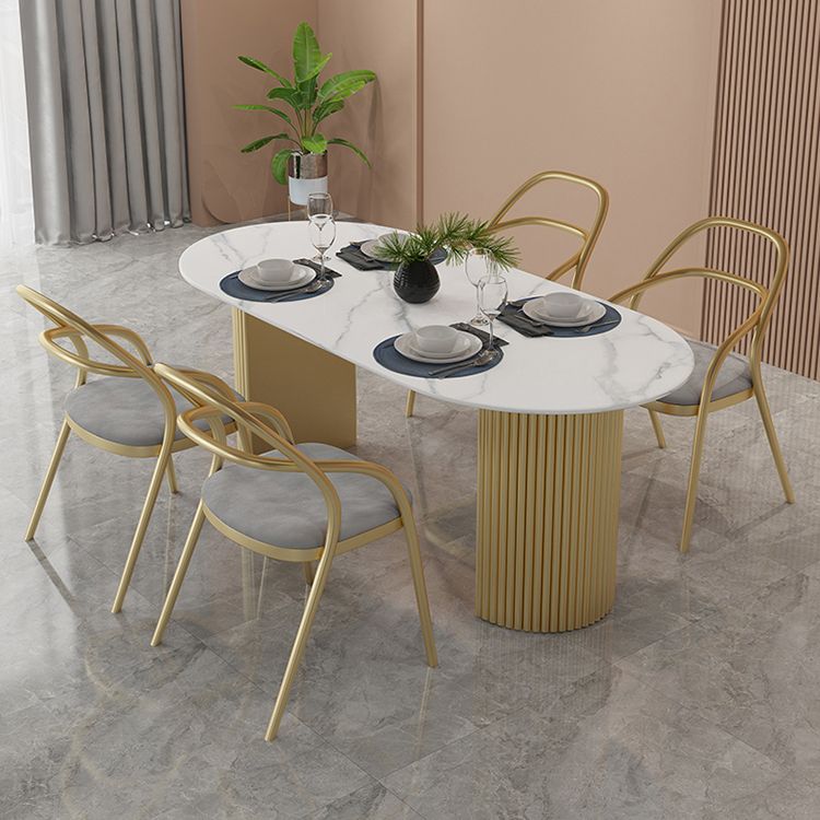 Oval Shape Two-Color Dining Table Simplicity Double Pedestal Table for Dining Room Clearhalo ' dining_table' 'Dining Tables & Seating' 'Dining Tables' 'furn' 'furn_dining_table' 'Furniture' 'furniture_dining_table' 'Kitchen & Dining Furniture' 'kitchen&dining_furn' 'kitchen' 'kitchen_dining_table' 1200x1200_75d2e2a2-1305-4c82-96a2-82b6d3a14df3