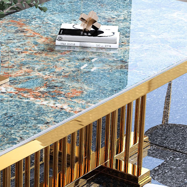 Glam Dining Stone Table Dining Rectangle Table with Metal Legs for Home Use Clearhalo 'Dining Tables & Seating' 'Dining Tables' 'dining_table' 'furn' 'furn_dining_table' 'Furniture' 'Kitchen & Dining Furniture' 1200x1200_75d41552-ebd1-497c-8fcd-de4b8bca2f7b