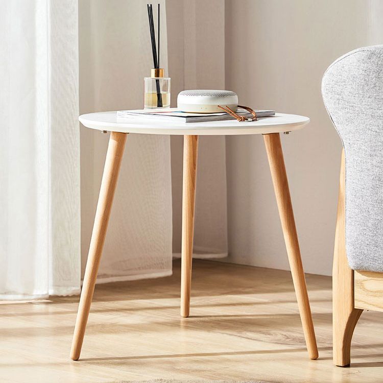 Modern Wood Round Side Table 4 Legs End Table in Natural/White Clearhalo 'Coffee & Accent Tables' 'End & Side Tables' 'end_side_table' 'end_side_tables' 'furn' 'furn_end_side_tables' 'Furniture' 'furniture_end_side_table' 'Living Room Furniture' 1200x1200_75d539af-227c-4203-94d0-5768e733addb