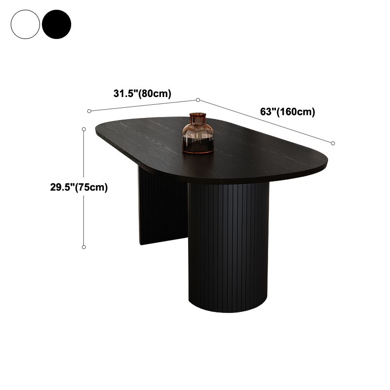 Rubberwood Solid Wood Base Table Contemporary Dining Table in White and Black Clearhalo 'Dining Tables & Seating' 'Dining Tables' 'dining_table' 'furn' 'furn_dining_table' 'Furniture' 'furniture_dining_table' 'Kitchen & Dining Furniture' 'kitchen' 'kitchen_dining_table' 1200x1200_75d70bee-5700-4920-8d37-b80ba4d3039e