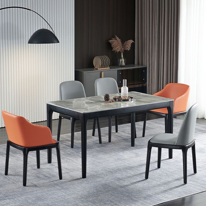 Rectangle Mid-Century Modern Dining Table Two-Color Fixed Table with Sintered Stone Clearhalo ' dining_table' 'Dining Tables & Seating' 'Dining Tables' 'furn' 'furn_dining_table' 'Furniture' 'furniture_dining_table' 'Kitchen & Dining Furniture' 'kitchen&dining_furn' 'kitchen' 'kitchen_dining_table' 1200x1200_75d76cc9-cf9e-4b4b-8b9e-1372ff78f200