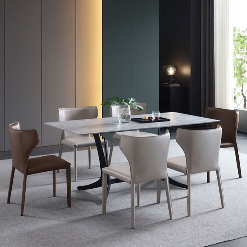 Modern Leather Dining Room Chair Armless Wingback Side Chair for Home Use Clearhalo ' kitchen&dining_furn' 'Dining Chairs' 'Dining Tables & Seating' 'dining_chair' 'furn' 'furn_dining_chair' 'Furniture' 'furniture_dining_chair' 'Kitchen & Dining Furniture' 'kitchen' 1200x1200_75d7d2fc-aa61-41d1-9385-bb60c570bb4c