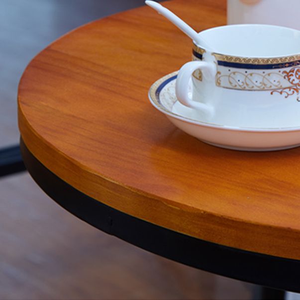 Industrial Style Black Iron Bar Table Wood Brown Top Bistro Table with Pedestal Clearhalo 'Bar Furniture' 'Bar Tables' 'bar_tables' 'furn' 'furn_bar_tables' 'Furniture' 'furniture_bar_tables' 'Kitchen & Dining Furniture' 1200x1200_75da0af3-d1a6-43ed-a3ed-71d9d7fee2ee
