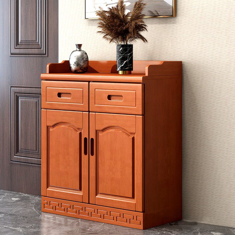 Mid-Century Modern Accent Cabinet with Drawers and Doors in Rubberwood