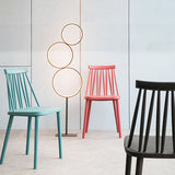Nordic Style Armless Side Chairs Slat Back Chair with Plastic Legs for Home Use