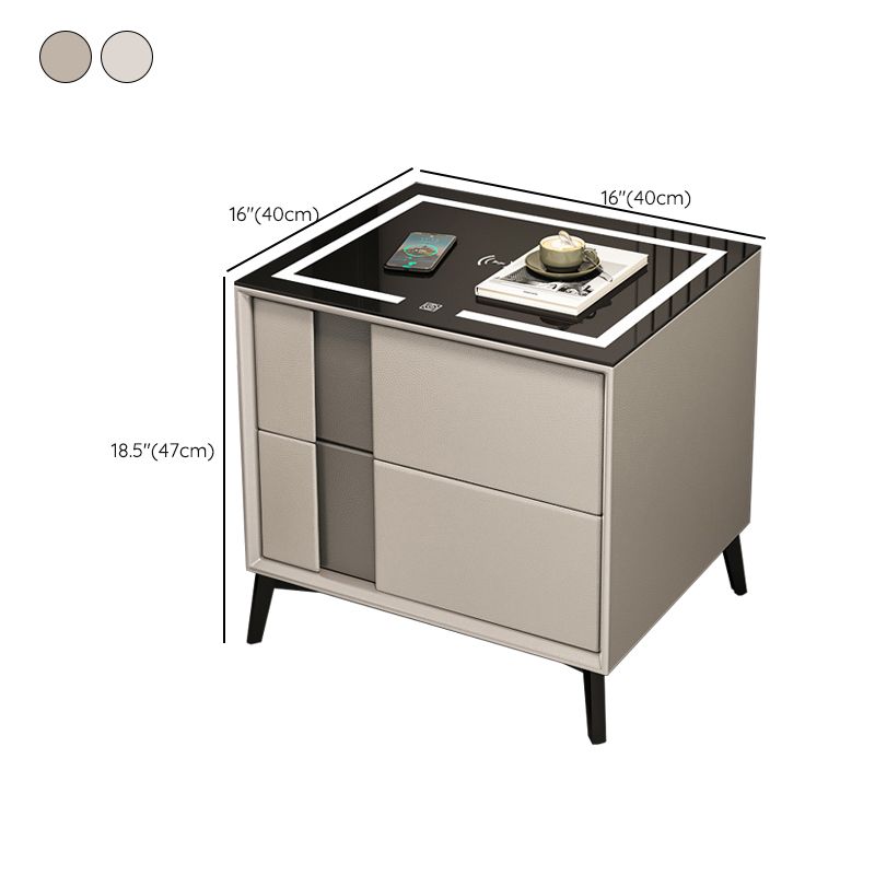 Glas und Holz Nachttisch moderner minimalistischer Nachttisch mit Schubladen