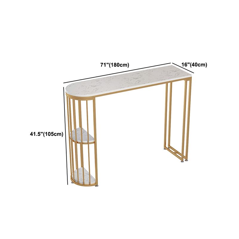 Glossy White Marble Top Bar Table with Storage Glam Specialty Pub Table for Home Clearhalo 'Bar Furniture' 'Bar Tables' 'bar_tables' 'furn' 'furn_bar_tables' 'Furniture' 'Kitchen & Dining Furniture' 1200x1200_75dcca25-1ed2-413e-973d-656de544df51