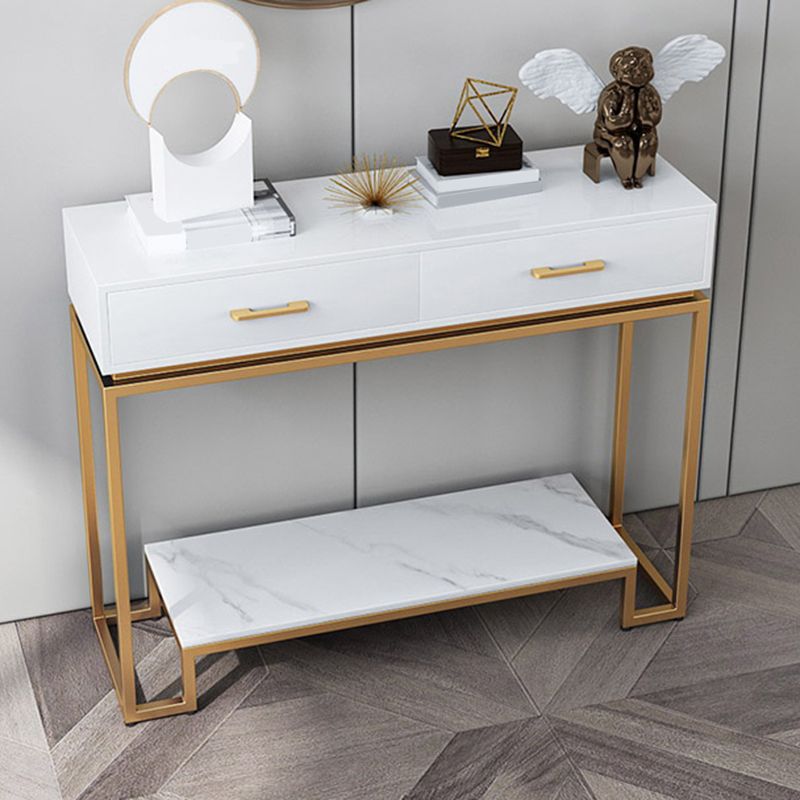 長方形の形状現代コンソール表2引き出し木材コンソールソファテーブル