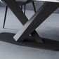 Modern Style Sintered Stone Dining Table with White Table and Black Trestle Base for Home Use Clearhalo 'Dining Room Sets' 'Dining Tables & Seating' 'dining_room_set' 'furn' 'furn_dining_room_set' 'Furniture' 'furniture_dining_room_set' 'Kitchen & Dining Furniture' 'kitchen&dining_furn' 'kitchen' 1200x1200_75e031ce-dae2-4d4b-9a79-5a9851516ad7