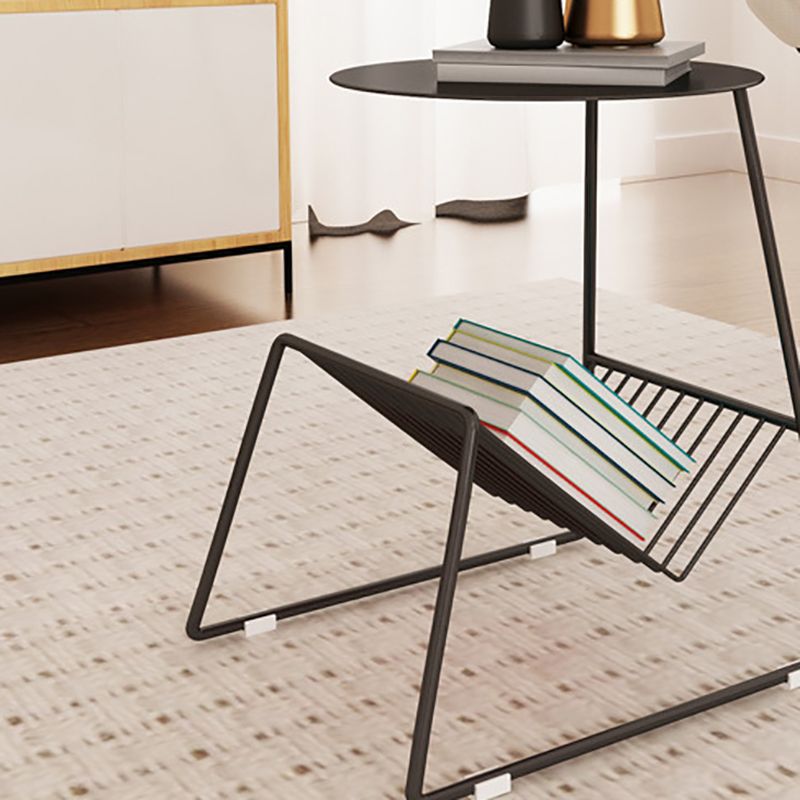 Metallic Frame End Table with Storage Round Accent Side Table Clearhalo 'Coffee & Accent Tables' 'End & Side Tables' 'end_side_tables' 'furn' 'furn_end_side_tables' 'Furniture' 'Living Room Furniture' 1200x1200_75e44922-5d84-4d11-9fec-1c295c36d262