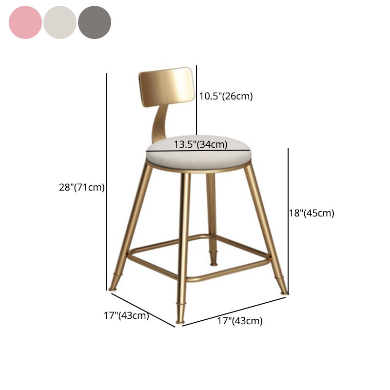 Glam Armless Backrest Counter Stool Iron Bar Stool with Velvet Cushion Clearhalo 'Bar Furniture' 'Bar Stools' 'bar_stools' 'furn' 'furn_bar_stools' 'furniture_bar_stools' 'Kitchen & Dining Furniture' 'kitchen&dining_furn' 'kitchen' 'kitchen_furn' Furniture' 1200x1200_75e58c24-4eb4-4962-baa0-29ce742c23e8