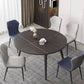 Round Stone Dining Table Modern Extendable Dining Table with 4 Legs in Matte Finish