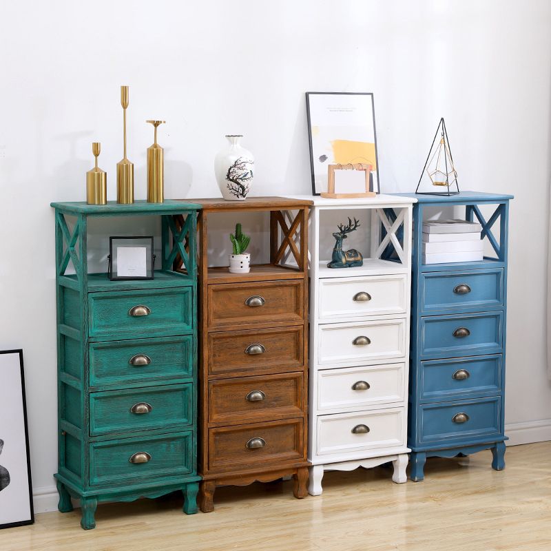 Commode en bois massif de coffre de rangement côtier avec 1/2/3/4 tiroirs, largeur de 11,7 pouces