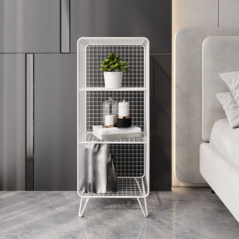 Metal Glam Accent Table Nightstand Open Storage Shelf Included Bed Nightstand with Legs