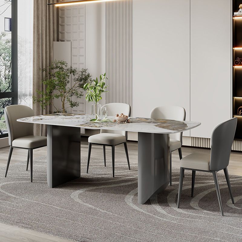 Set di tavoli da pranzo rettangolare 1/2/5/7 pezzi set da pranzo in pietra bianca per cucina