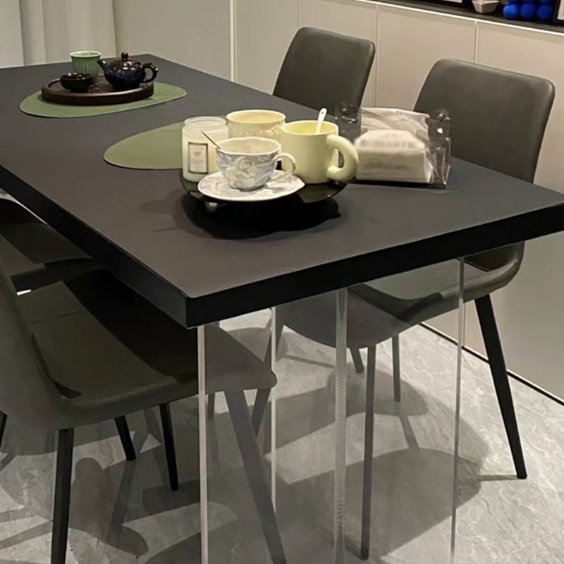 Rectangle Wood Top Dining Table Acrylic Base Modern Dining Table for Living Room Clearhalo 'Dining Tables & Seating' 'Dining Tables' 'dining_table' 'furn' 'furn_dining_table' 'Furniture' 'furniture_dining_table' 'Kitchen & Dining Furniture' 'kitchen' 'kitchen_dining_table' 1200x1200_75ea2c8c-2020-4b7d-92b2-d9017e3d1c37