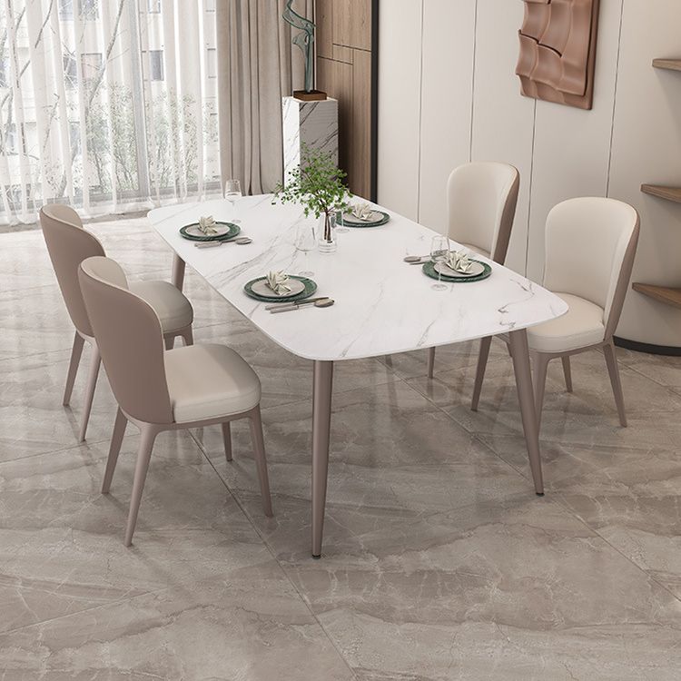 Nordic 1/2/5/7 Pieces Rectangle Dining Set Sintered Stone Dining Table with Leather Chairs Clearhalo 'Dining Room Sets' 'Dining Tables & Seating' 'dining_room_set' 'furn' 'furn_dining_room_set' 'Furniture' 'furniture_dining_room_set' 'Kitchen & Dining Furniture' 1200x1200_75ebbc3d-cc62-4304-9734-fbc91b2fc23a
