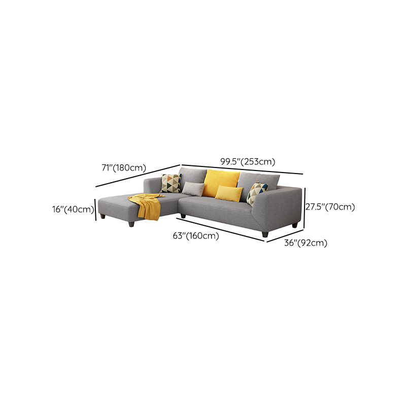 70"W Scandinavian Sectional Sofa Grey Pillowed Back Cushions Sectional Clearhalo 'furn' 'furn_sectionals' 'Furniture' 'Living Room Furniture' 'Sectionals' 1200x1200_75ecedef-a546-4c40-8c93-4e801ff3db4a