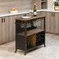 Modern Open Storage Kitchen Trolley Rolling Prep Table with Wine Storage Clearhalo 'furn' 'furn_kitchen_islands_carts' 'Furniture' 'Kitchen & Dining Furniture' 'Kitchen Islands & Carts' 'kitchen_islands_carts' 1200x1200_75ee2296-07f1-4b15-8452-b590c1d61c29