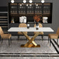 Luxury Dining Room Dinner Table Stone Rectangle Pedestal Dining Table Clearhalo 'Dining Tables & Seating' 'Dining Tables' 'dining_table' 'furn' 'furn_dining_table' 'Furniture' 'Kitchen & Dining Furniture' 1200x1200_75eef87a-9709-4471-ad96-7564de054374
