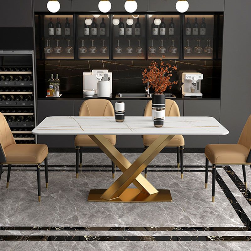 Luxury Dining Room Dinner Table Stone Rectangle Pedestal Dining Table Clearhalo 'Dining Tables & Seating' 'Dining Tables' 'dining_table' 'furn' 'furn_dining_table' 'Furniture' 'Kitchen & Dining Furniture' 1200x1200_75eef87a-9709-4471-ad96-7564de054374