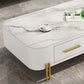 Modern Metal 4 Legs Cocktail Table Rectangle Slate Coffee Table with 2 Drawers