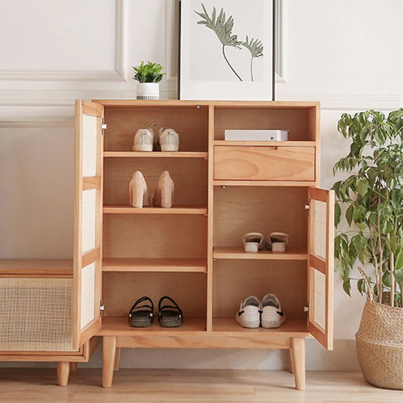 Contemporary Cabinet 4 Shelves With Doors Pine Squared Legs Accent Cabinet Clearhalo 'Cabinets & Chests' 'cabinets_chests' 'furn' 'furn_cabinets_chests' 'Furniture' 'Living Room Furniture' 1200x1200_75efa80f-78b3-4dec-a0fb-222ab4a5b989